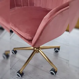 FineBuy Schreibtischstuhl Samt Rosa