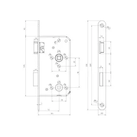 MS Beschläge Flüsterschloss 55mm dornmaß Einsteckschloss WC-Bad rechts