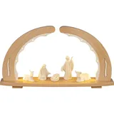 Saico Original LED Schwibbogen SAICO ORIGINAL "Lichterbogen, Christi Geburt mit Figurengruppe aus Südtirol", natur, B:57cm H:31cm T:12cm, Holz teilmassiv, Schwibbögen, mit LED-Stripe, BxHxT: 56,5x31x12 cm