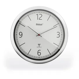 MEBUS Funk-Wanduhr 25,8 cm 19810 silber/weiß