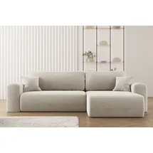 Kaiser Möbel Ecksofa mit Schlaffunktion L-förmiges Sofa Capri Stoff Poso Beige Rechts