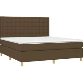 vidaXL Boxspringbett mit Matratze & LED Dunkelbraun 180x200 cm Stoff