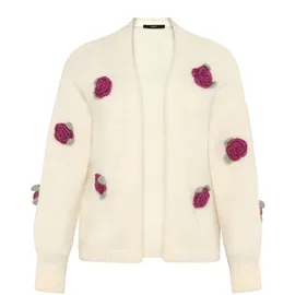 Zero Strickjacke mit bunten 3D Blumen Patch Cream/Pink M