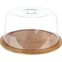 APS Tablett mit Haube - Rundes Holztablett aus Bambus mit Abdeckhaube (Ø 25 cm, Höhe: 13,5 cm) - Käseglocke, Käsebrett