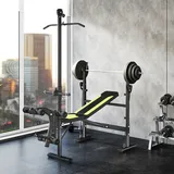 Homcom Multifunktionale Hantelbank, Verstellbare Liege-hantelbank Mit Höhenverstellung Für Fitness, Komplettes Training Im Fitnessstudio Und Zu Hause, Belastbarkeit 250 Kg, 175 X 110 X 202 Cm, Schwarz