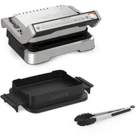 Tefal OptiGrill 4in1 Kontaktgrill mit Backschale, Aufklappbar, Tischgrill, 9 Programme, Garstufenanzeige, Elektrogrill, Backofen, GC776D10