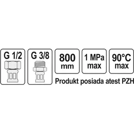 Fala Anschlussschlauch Innengewinde/Außengewinde 1/2" 3/8" 800mm Lang