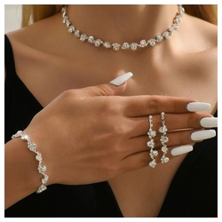 LENBEST Schmuckset Halskette Armband,Ohrringe Damenschmuck-Set Hochzeits, 3-tlg (3-tlg) weiß