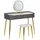 Beliani Schminktisch mit Spiegel und Hocker Surin Led Grau