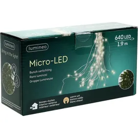 Lumineo LED-Lichterkette Lichtbündel 1,9 m Silber warmweiß
