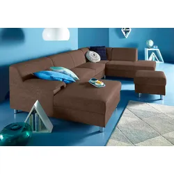 Wohnlandschaft INOSIGN "Jamie, U-Form", braun, B:308cm H:72cm T:80cm, Sofas, wahlweise mit Bettfunktion