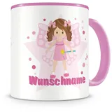 Samunshi® Kindertasse mit Namen Tasse süßen Fee Personalisierte Tasse mit Namen Kinder Kinderbecher mit Namen Kindergarten rosa 300ml