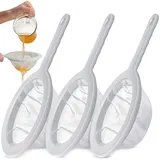 3 Stück Sieb Fein - Haarsieb Sieb Küche, 100/200/400 Mesh Ultrafeines Trichterfilter, Mit Kunststoff Rutschfesten Griffen für Saft, Milch, Kaffee