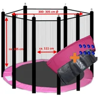 walexo Gartentrampolin Trampolin Randabdeckung mit Sicherheitsnetz für 8 Stangen, Ø 305 cm 305 cm