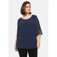 sheego Tunika im Layerlook mit Chiffon im Layerlook mit Chiffon, blau