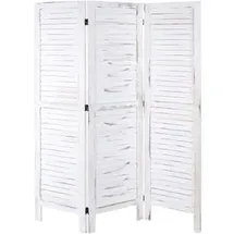 Mendler Paravent HWC-G30, Trennwand Sichtschutz Raumteiler, Shabby-Look 170x120cm ~ weiß