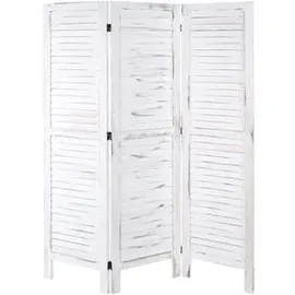 Mendler Paravent HWC-G30, Trennwand Sichtschutz Raumteiler, Shabby-Look 170x120cm ~ weiß