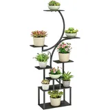 8-stufiges Metall-blumenregal, S-förmiger Pflanzenständer 158,5 Cm, Für Drinnen Und Draußen, Schwarz