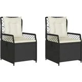 vidaXL Gartensessel 2 Stk. Verstellbar Schwarz Poly Rattan