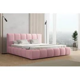 Fun Möbel Polsterbett Doppelbett Giulia 200x200cm Stoff Magic Velvet Rosa