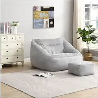 Home Deluxe Sitzsack mit Hocker COZY - Hellgrau