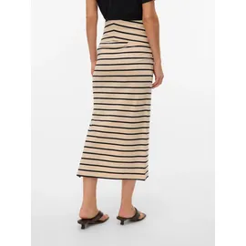 MAMA LICIOUS Umstandsrock "MLEVA YD JRS MAXI SKIRT NOOS", Damen, Gr. S (36), beige (french oak stripes:yd schwarz), Jersey, Obermaterial: 95% Baumwolle, 5% Elasthan, gestreift, knöchelfrei, Röcke