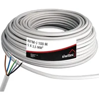 Siwitec NYM-Kabel, NYM-J 5x2,5 mm2, 100 m Stromkabel, Mantelleitung,