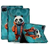 YKTO PU Flip Tablet Tasche für Xiaomi Pad 6 Klappbarer Ständer Tablet-Hülle Rutschfestes Tablet-Etui aus Leder Faltbare Flip-Tablet-Tasche aus Leder,Trendy Panda