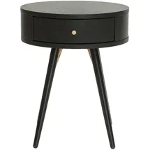 miliboo Runder Vintage-nachttisch aus Holz, schwarzem Metall und goldfarbenen Details Koral