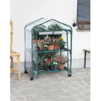 VERDEMAX cm 70 x 50 x 98 "AZALEA" Gewächshaus mit 2 Regalen und Rädern (Deckblatt INKLUSIVE)