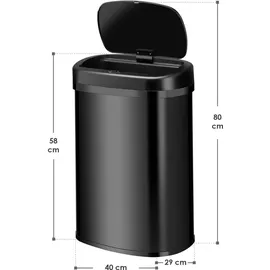Juskys Automatik Mülleimer mit Sensor - Schwarz