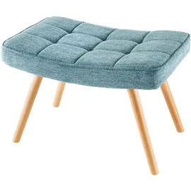 Riess-Ambiente Hocker SCANDINAVIA - modern blau Strukturstoff Massivholz-Beine Fußhocker