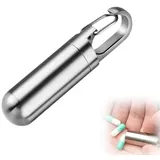 Tragbare Medikamentenbox aus Edelstahl, Stainless Steel Pill Box, Pillendose Wasserdicht, Pillendose Schlüsselanhänger Mini Pillendose Tabletten Schlüsselanhänger,Wasserdichte Kapsel Pillendose (S)