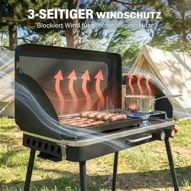 Outsunny Tragbarer Gasgrill 2 Brenner schwarz