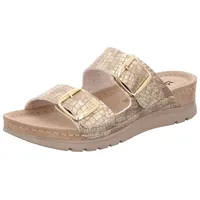 Rohde Damen Pantoletten Schnalle Leder Clogs Cattolica 6152, Größe:39 EU, Farbe:Gold - Gold - 39