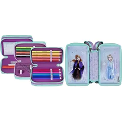 Federmäppchen SCOOLI "Tripledecker, Frozen", Kinder, bunt (frozen), Polyester, Schreibgeräteetuis