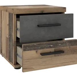 Forte Winnie grau old wood vintage, betonoptik dunkel grau), B:37,6cm H:38,6cm T:34,7cm, FSC-zertifizierter Holzwerkstoff, Sideboards, Nachtkonsole