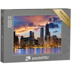 puzzleYOU Puzzle Puzzle 1000 Teile XXL „Chicago Skyline“, 1000 Puzzleteile, puzzleYOU-Kollektionen USA, Chicago, Amerika, Skylines, Wolkenkratzer