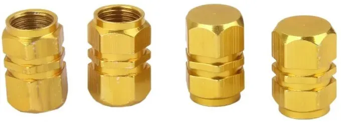 4er-Set Aluminium-Ventilkappen für Reifen, goldfarben