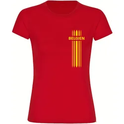 multifanshop Damen T-Shirt - Belgien - Streifen - Druck gelb - Frauen