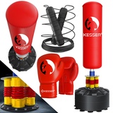 KESSER® Boxsack Set stehend Erwachsene mit Boxhandschuhe + Springseil, Kickboxsack, Freistehender Standboxsack MMA Boxpartner Boxing Trainer Fitness Boxsack mit Saugfuß Rot