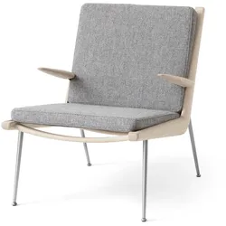 &Tradition - Boomerang HM2 Loungechair, Gestell Eiche geseift / Beine Edelstahl, grau (Hallingdal 130)