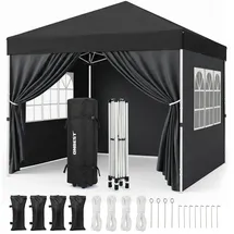 onbest Faltpavillon 3 x 3 m inkl. 4 Seitenteile Schwarz