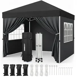 onbest Faltpavillon 3 x 3 m inkl. 4 Seitenteile Schwarz
