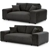 s-style möbel 3-2 Garnitur Cord 3-Sitzer + 2-Sitzer Grau