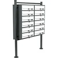 Wiltec 12er Briefkastenanlage Anthrazit/Weiß inkl. Zeitungsfach