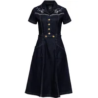 Queen Kerosin Damen Jeanskleid Denim Kleid Western Vintage Swingkleid 50S Rockabilly - XS