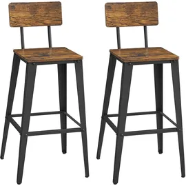 VASAGLE 2er Set Barhocker, mit Rückenlehne,