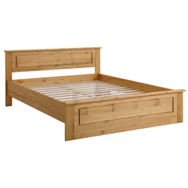 otto home Massivholzbett "Madrid, Landhausstil, hohe Belastbarkeit", beige (gelaugt geölt), B:192cm L:208cm, Betten, aus FSC®-zertifizierter Kiefer, INKLUSIVE Rollrost, Kassettenoptik