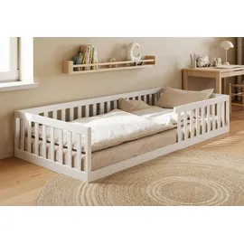 Kids Collective Jugendbett Bodenbett 90 x 200 cm Kiefer massiv weiß